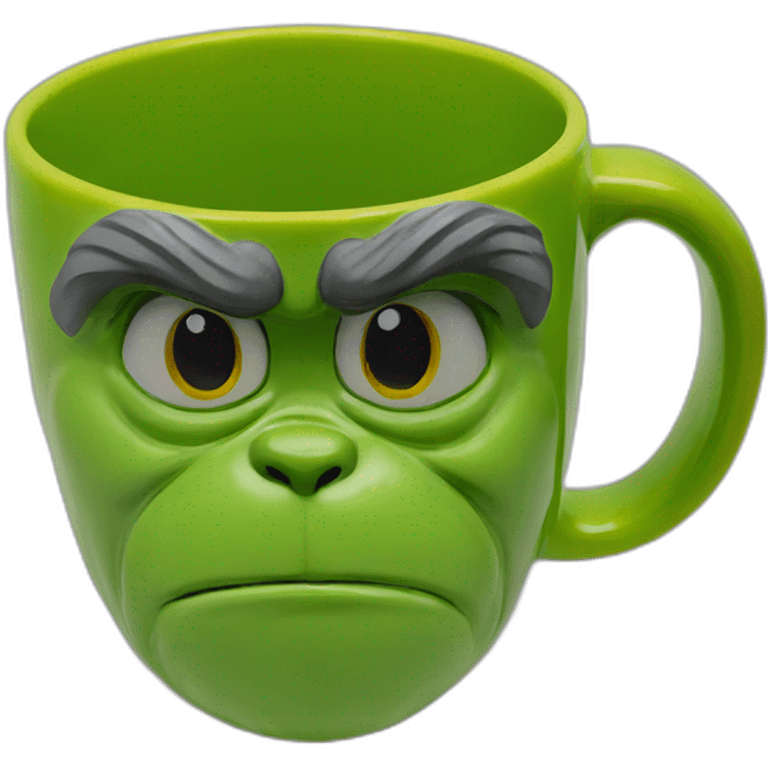 Grinch face shaped mug yellow eyes emoji