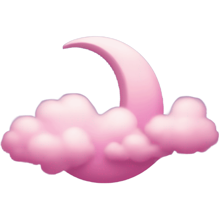 Pink crescent moon with sparkly clouds emoji