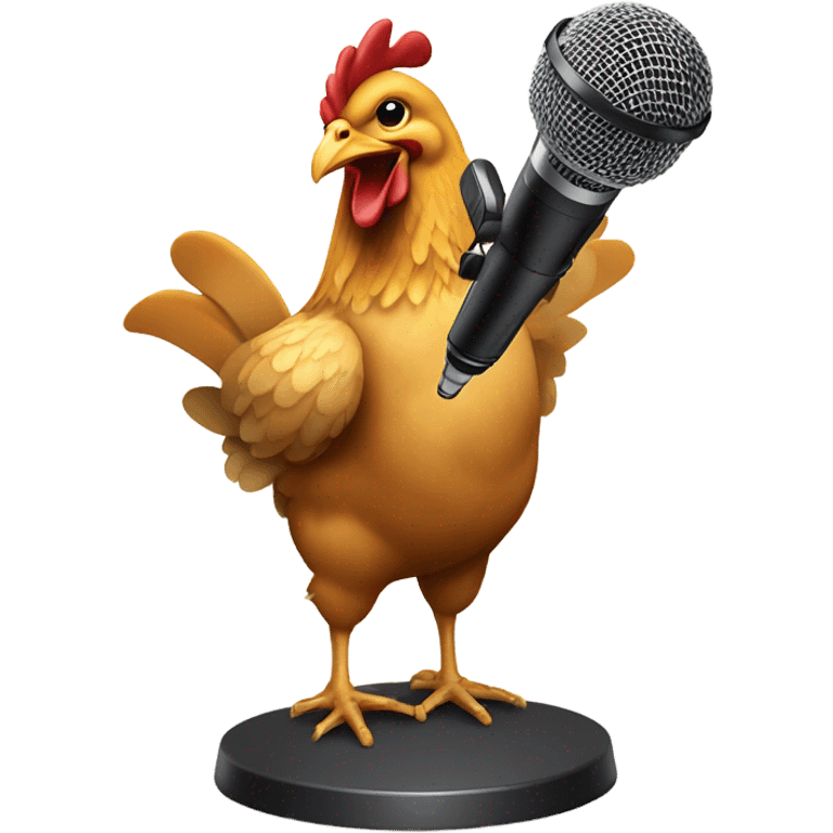 A chicken singing karaoke  emoji