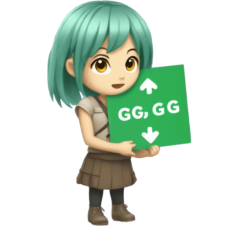 anime girl holding a sign saying GG emoji