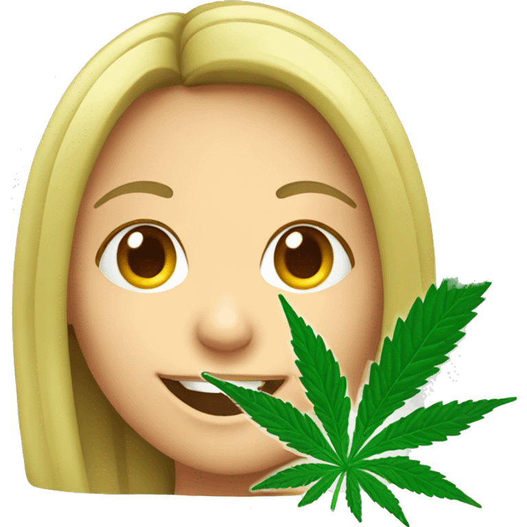 cannabis leaf with a  girl smiling  emoji