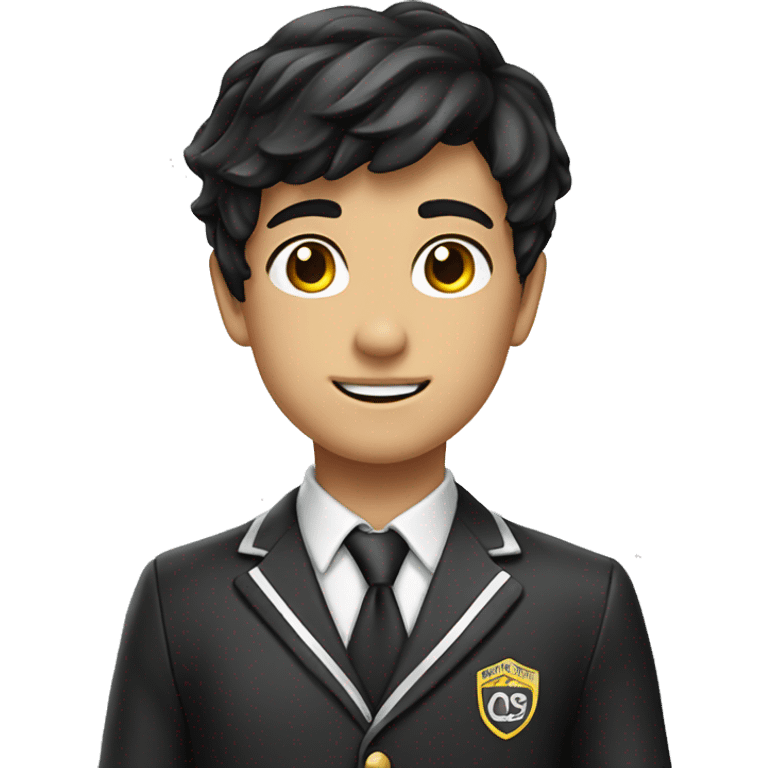 Boy student black hair wear uniform no carry bag emoji