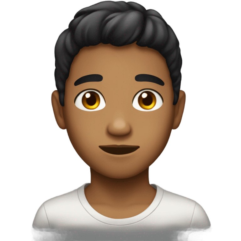 Kid with black hair and mid-tanned skin emoji