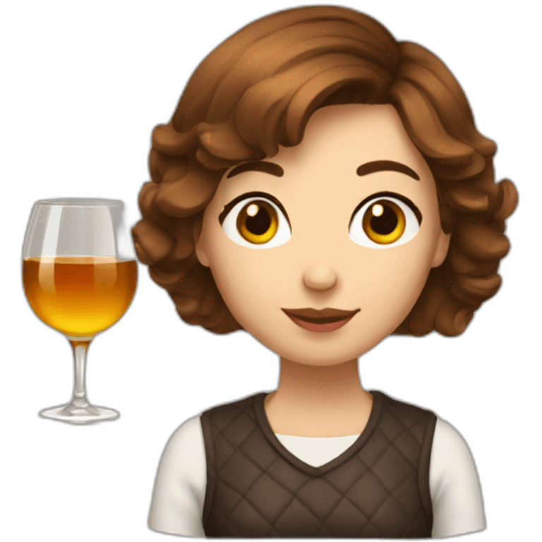 Woman short brown hair drink whisky emoji