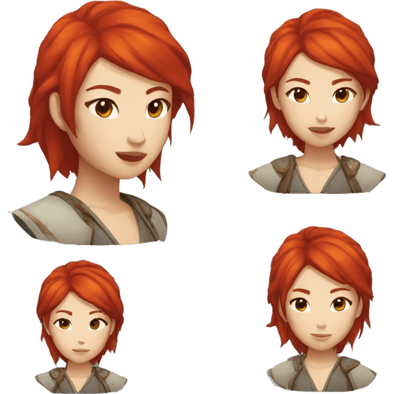 Female fire genasi Asian red hair emoji