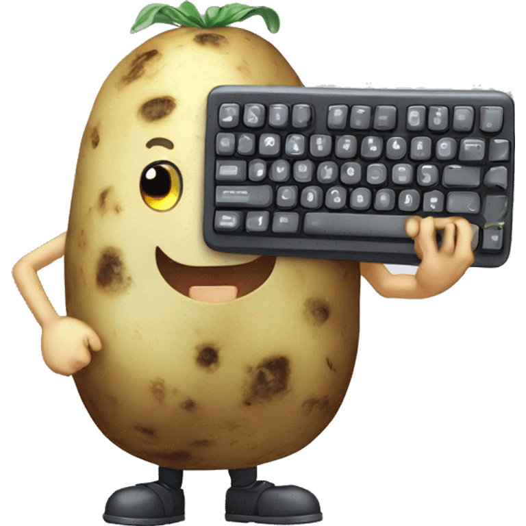 potato with a mechanical keyboard in hand anime emoji