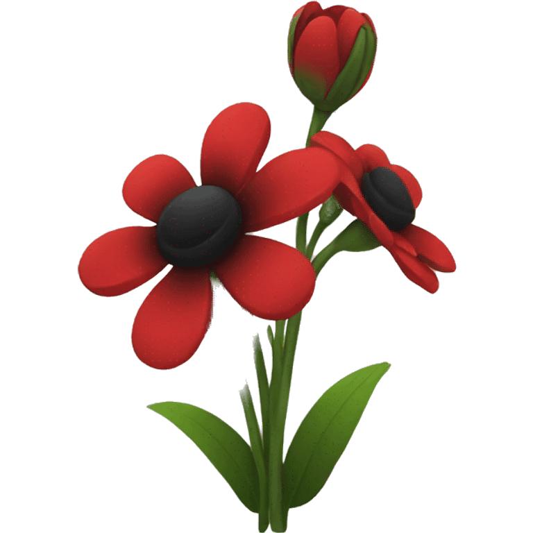 Black and red flowers emoji