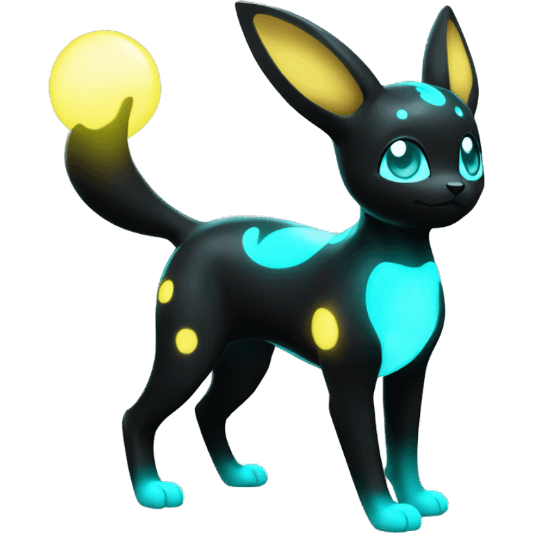  Shiny Umbreon with glowing cyan markings full body emoji