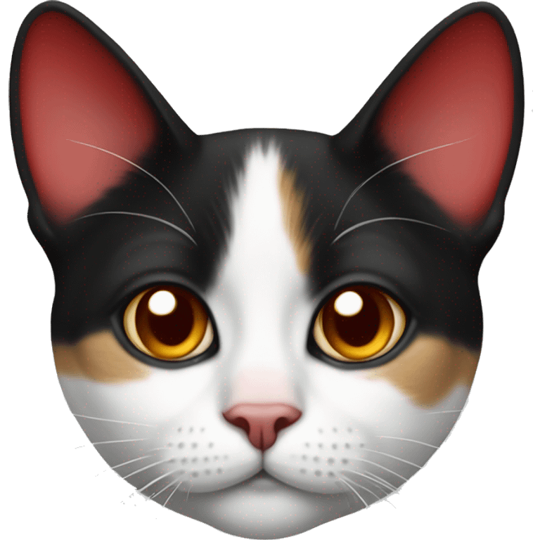 Tricolor cat white, red and black. Half face red and half black emoji