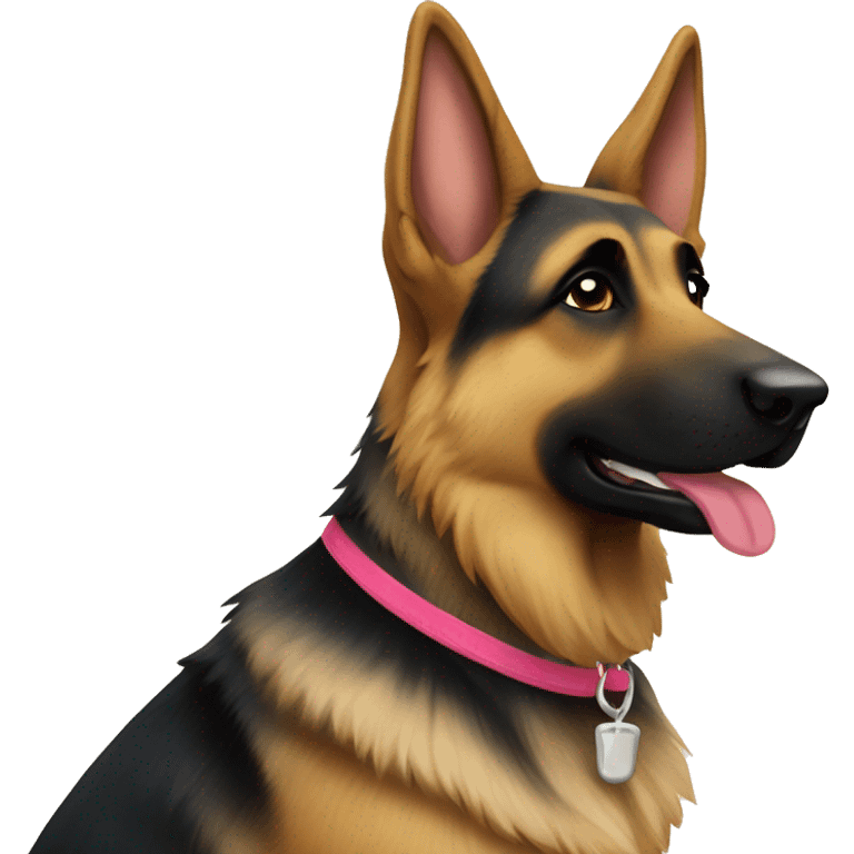 German shepherd dog with name on the neck “juice” emoji