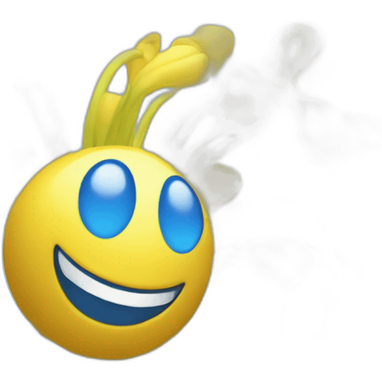 flower head with 3d blue body dancing emoji