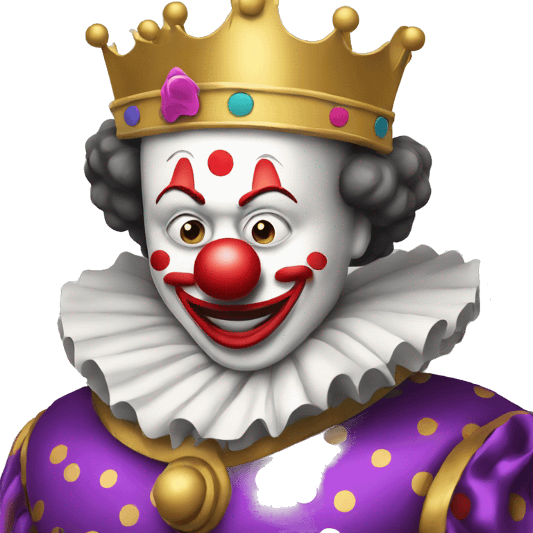 A clown taking off the mask of a king emoji