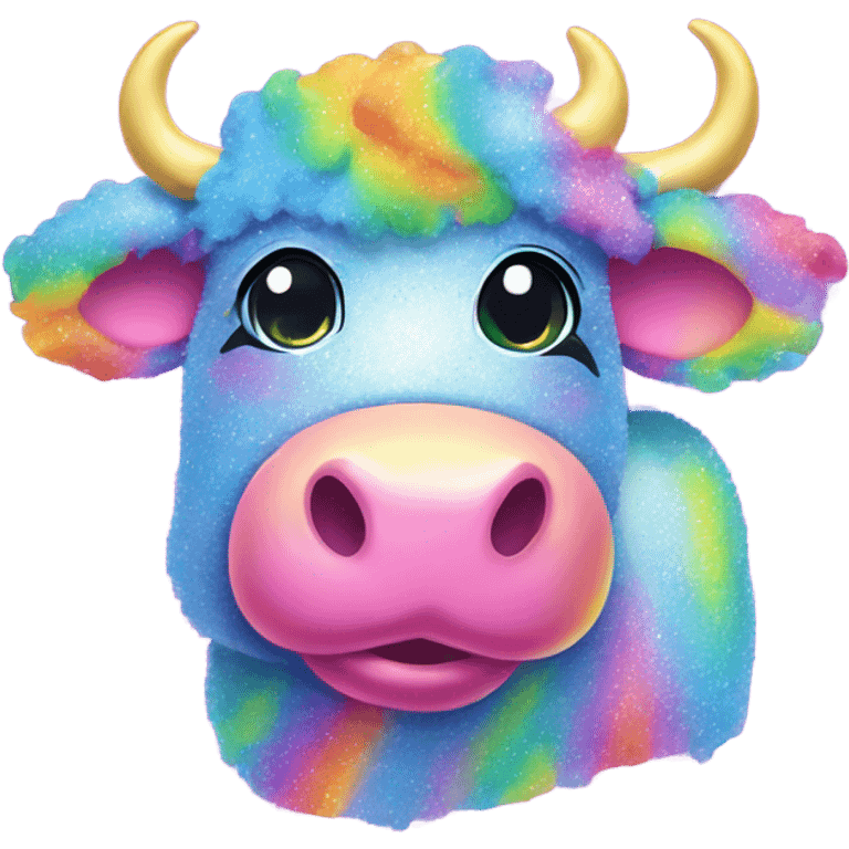 Lisa frank glitter rainbow fluffy cow emoji