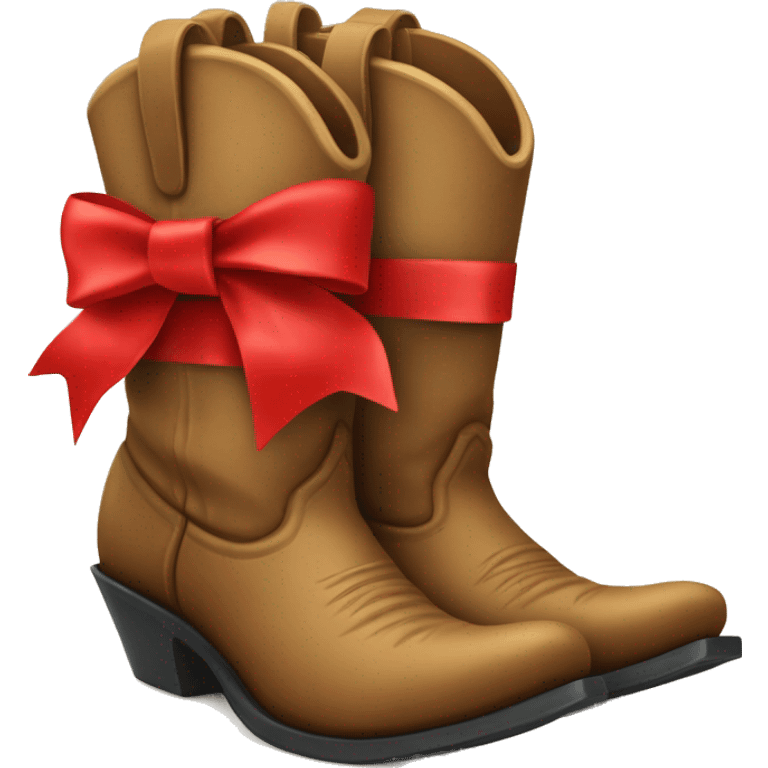 cowboy boot with red ribbon bow emoji