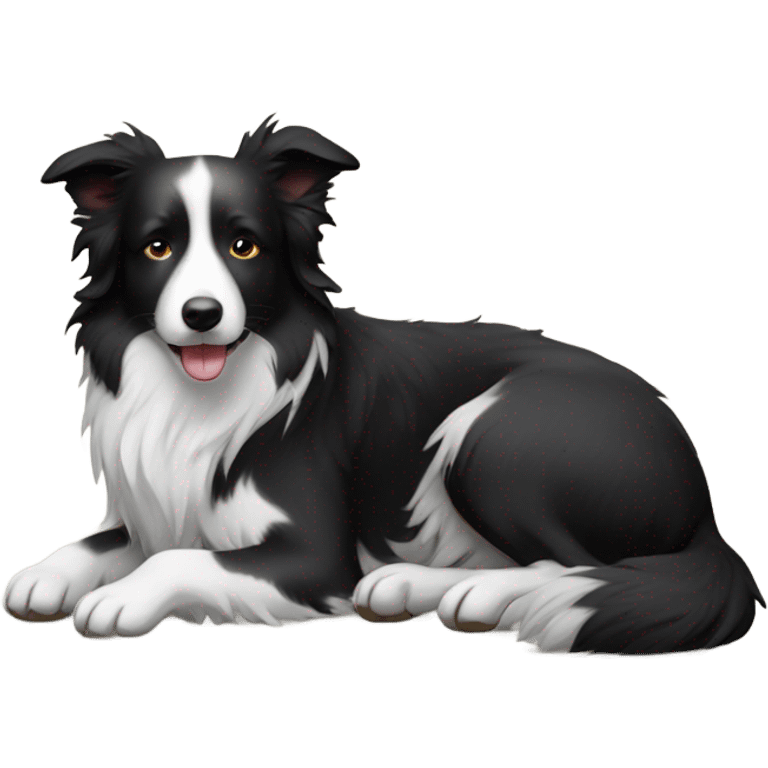 Sleeping black and white border collie emoji