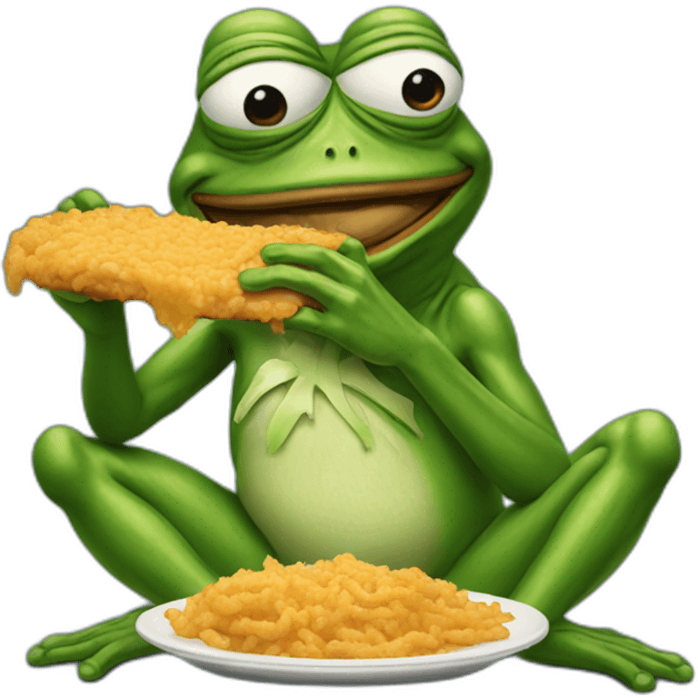 Pepe frog eating fried emoji