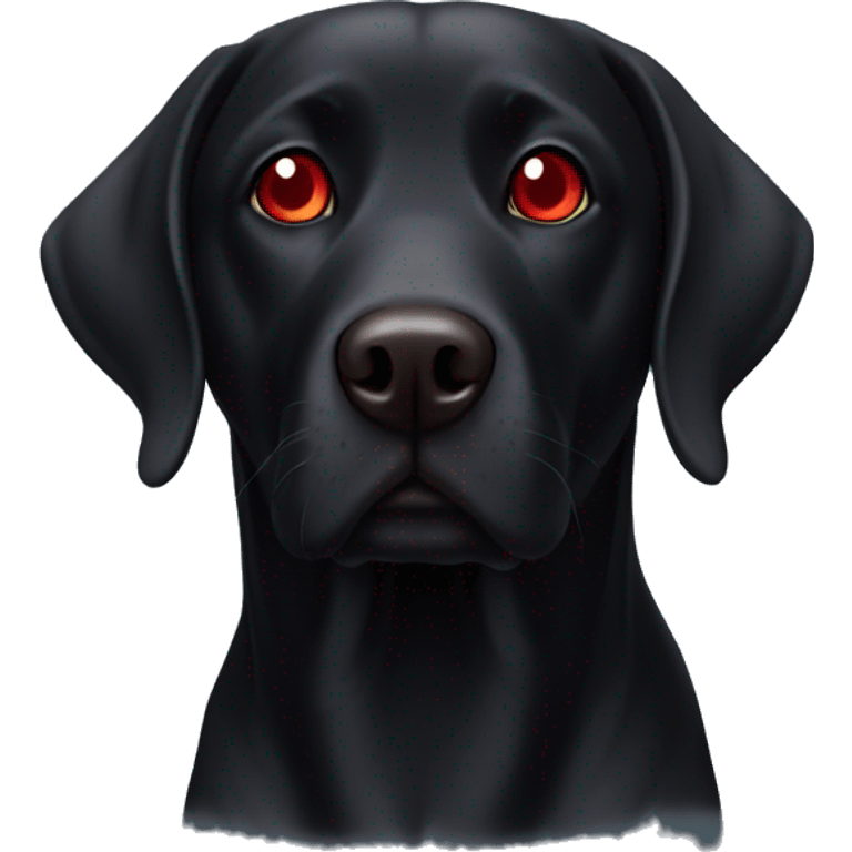 black lab with a red eye emoji