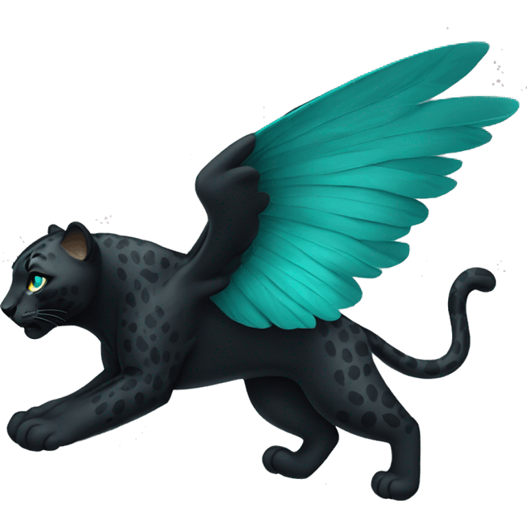 winged black leopard with turquoise eyes flying emoji