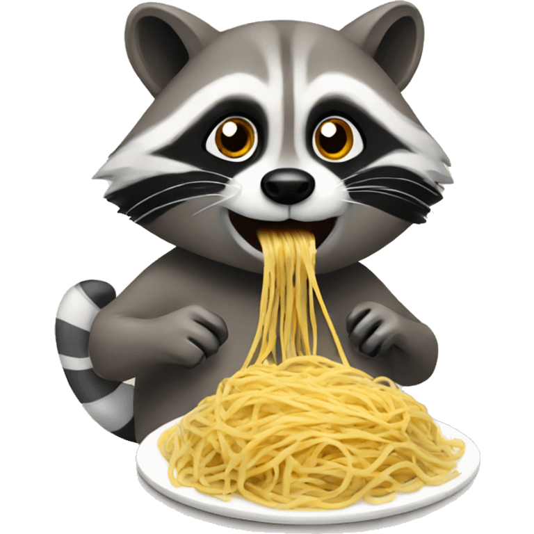 Raccoon eating spaghetti emoji