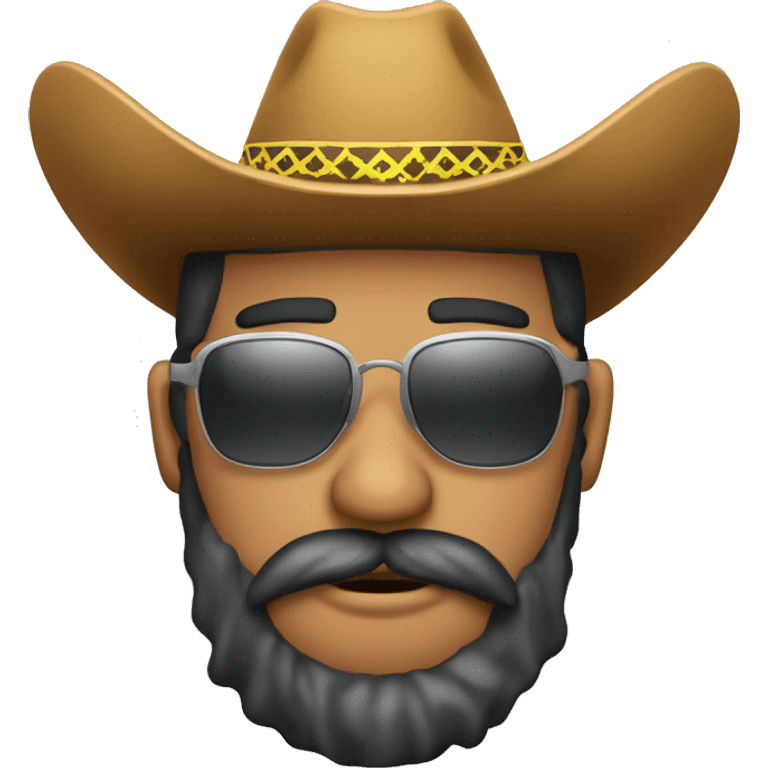 Sombrero vaquero con lentes de sol y barba  emoji