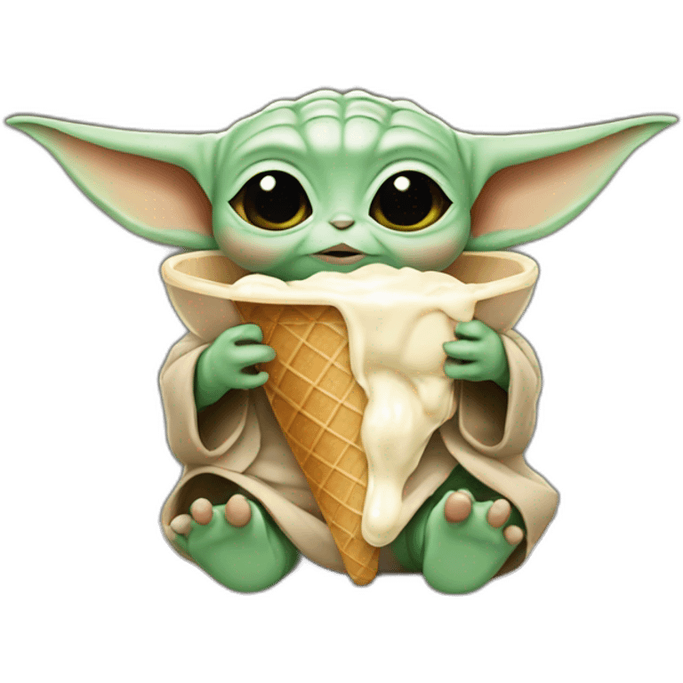 Baby yoda eating ice cream emoji