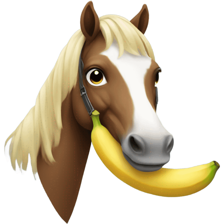 A horse with a banana in the mouth  emoji