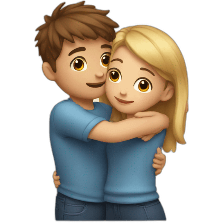 cute hug boy girl emoji