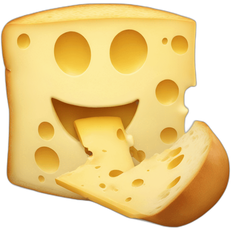 Happy cheese eating bread emoji