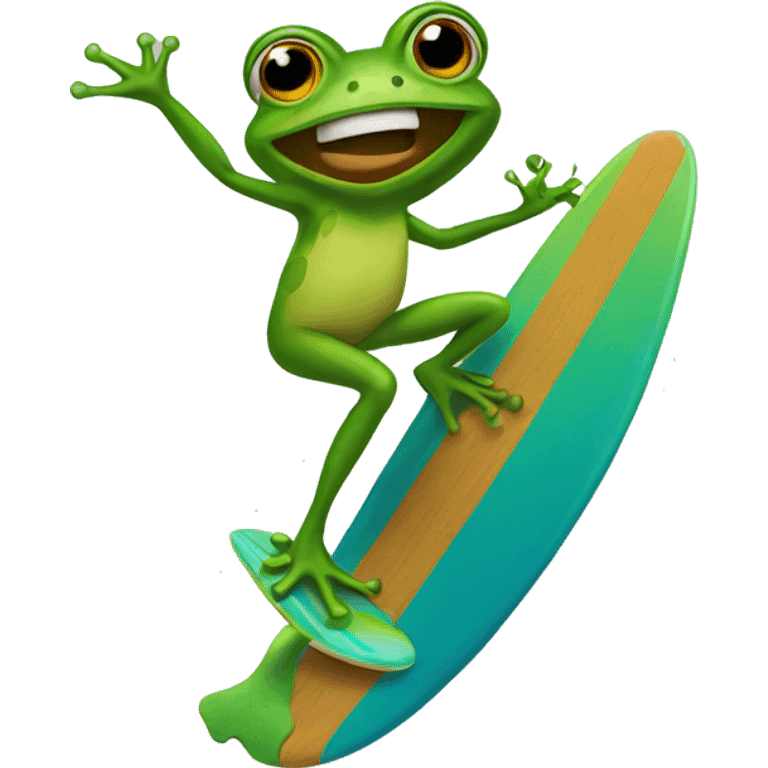 frog surfboarding  emoji