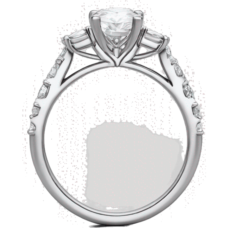 Oval center engagement ring with Marquise band in a white gold setting emoji