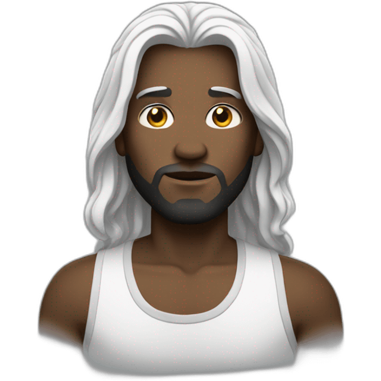 Straight black long haired man with white skin emoji