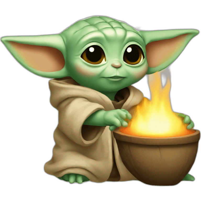 Baby yoda holding hearth emoji