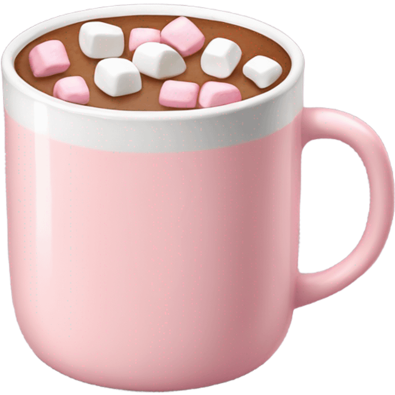 Light Pink mug of hot chocolate with marshmallows  emoji