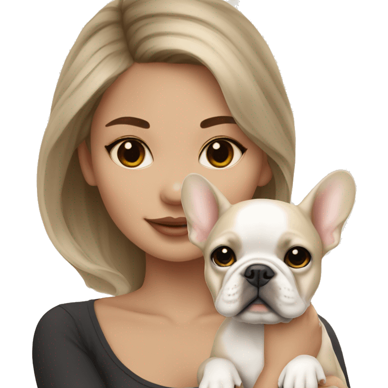 dreamy girl with beige but whiter French bulldog puppy emoji