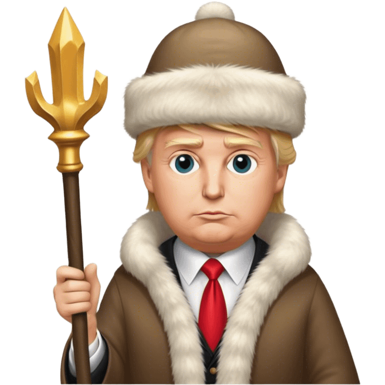 Donald Trump is a king in a fur hat, holding a staff
realistic emoji