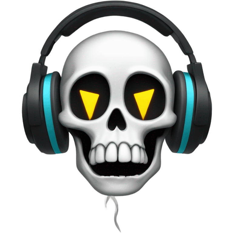 skull with headphones lightning bolt eyes emoji