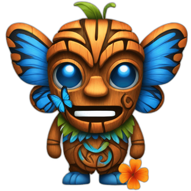 Tiki with colors blue and orange-butterfly-tornado-fun-love emoji