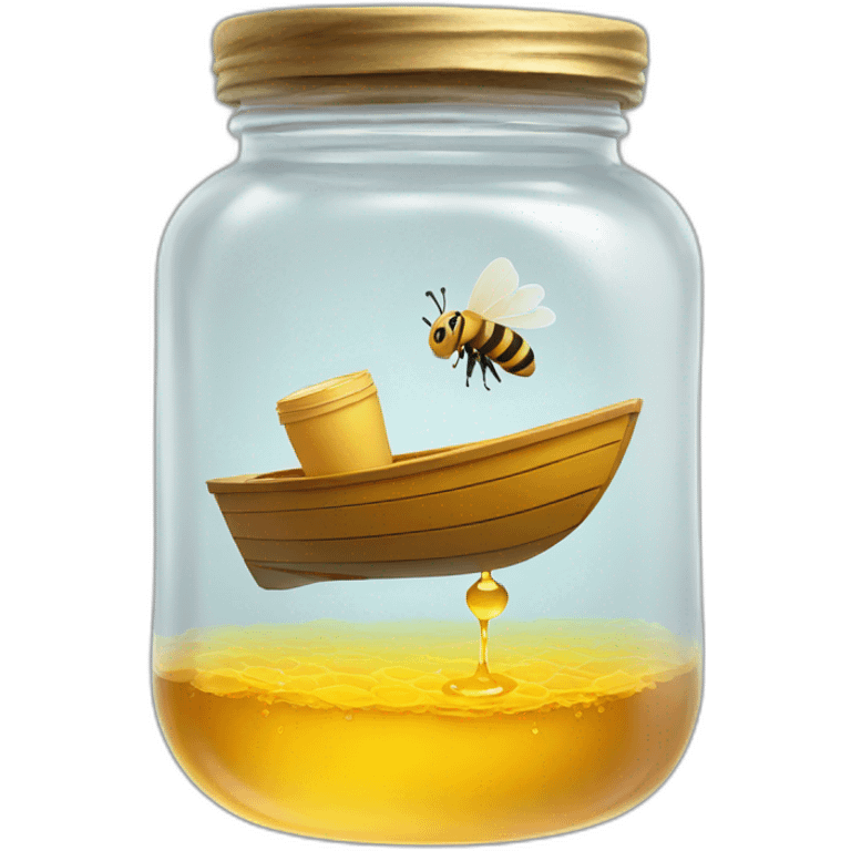 a boat floating in a jar of honey emoji