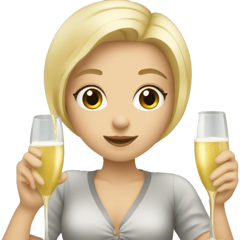 Blonde girl drinking prosecco emoji