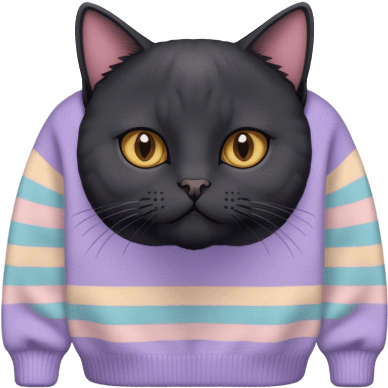 Black British cat with pastel sweater emoji