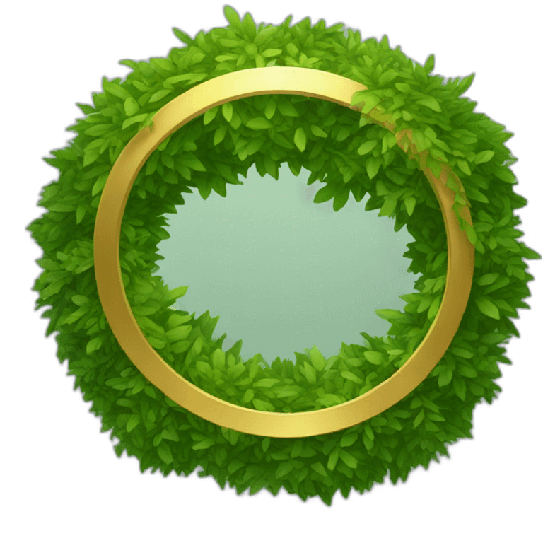 a golden circle with shrubbery inside of it emoji