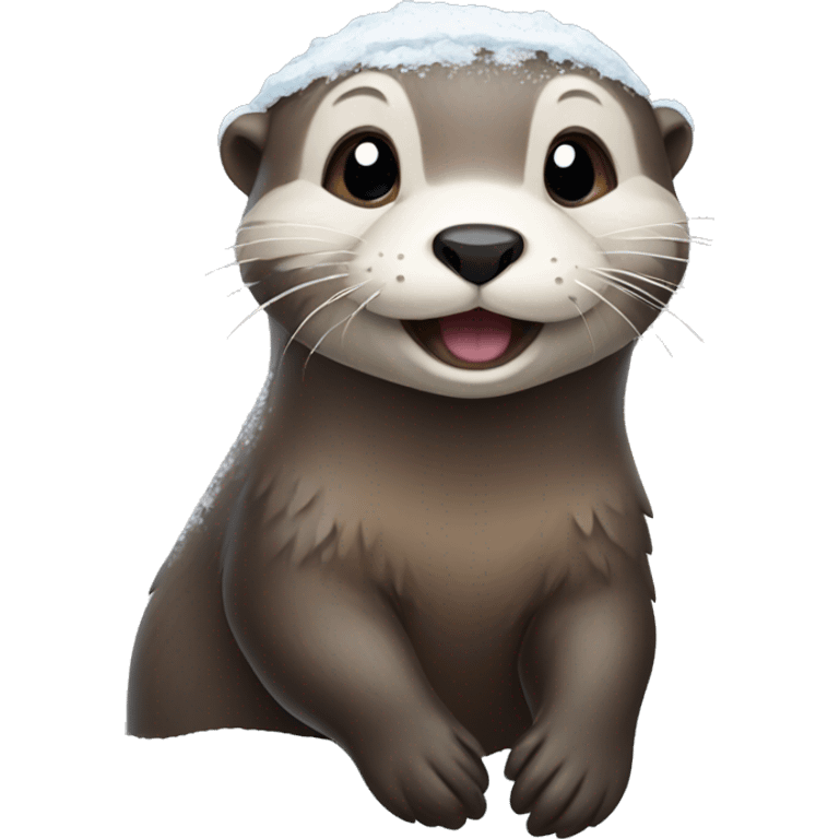 Happy Otter playing in snow emoji