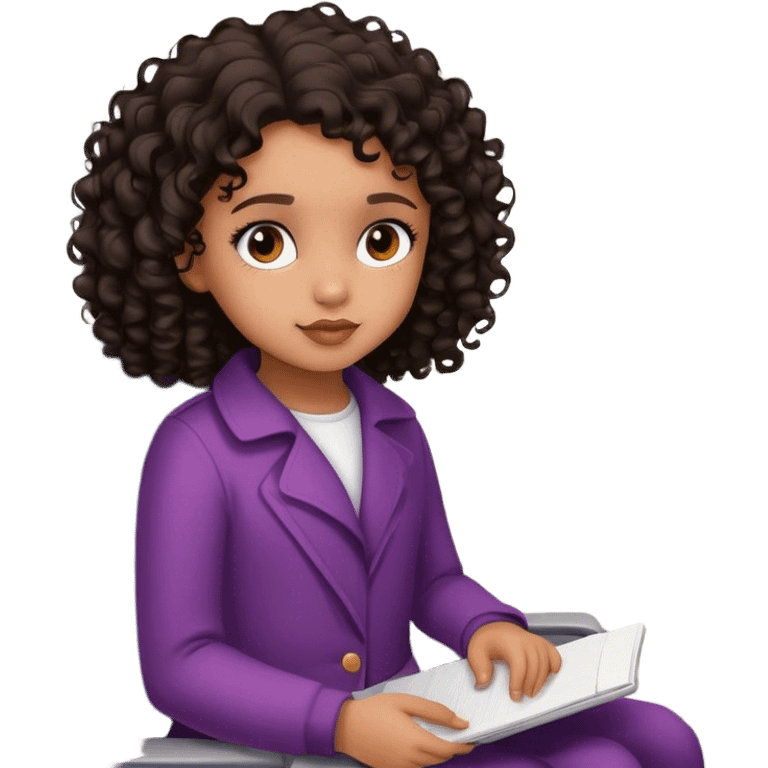 little girl with black colored curls and brown eyes on an airplane  emoji