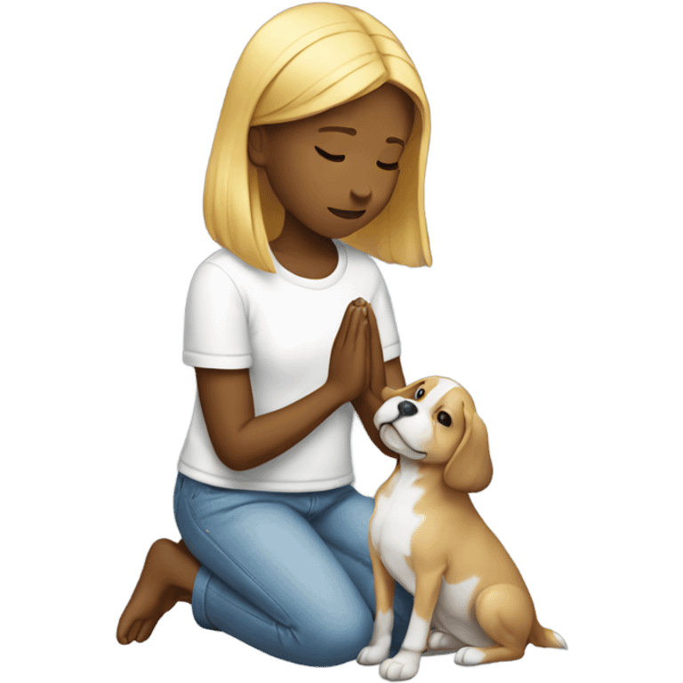 Girl praying for a dog emoji