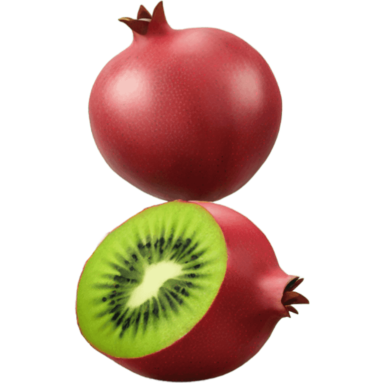 one kiwi and one pomegranate close to each other emoji