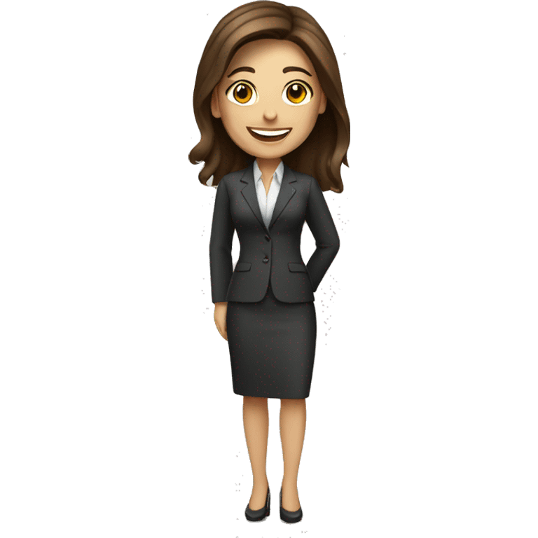 Business woman full body brown hair and white skin smiling  emoji