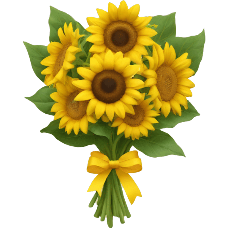 Sunflower bouquet with yellow ribbon emoji