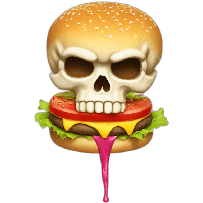 Skull eat burger emoji