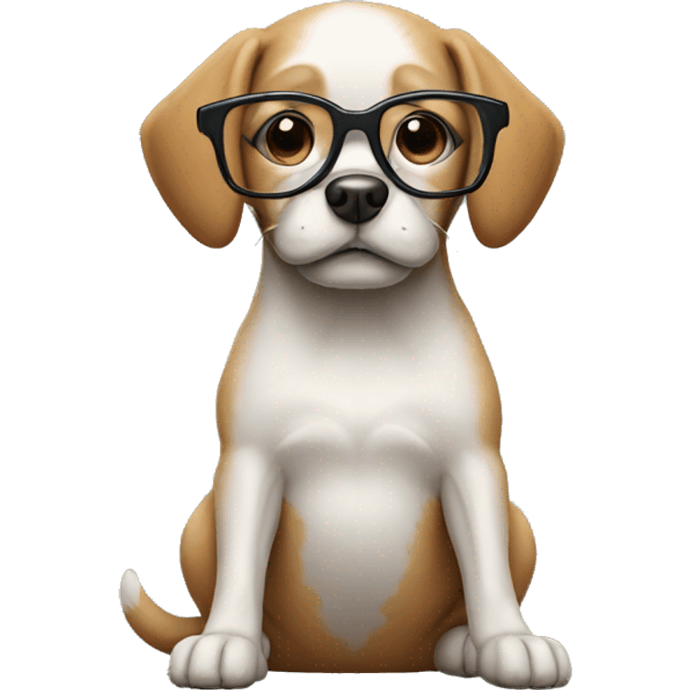 Dog with glasses and hammer emoji