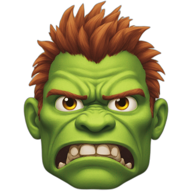 Blanka from street fighter with two heads emoji